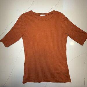 Reformation Orange Ribbed Tee